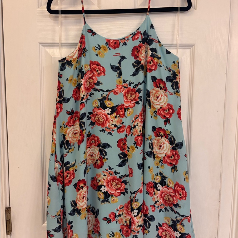 Peach Love Light Blue Floral Dress size small